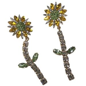 Flower earrings 8 Other Reasons Multi-color rhinestones sunflower 3.5" long